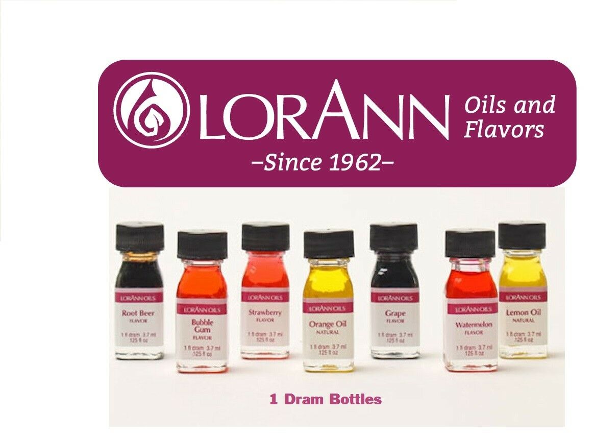 Lorann 1 Dram Size 2 Pack Super Strength Flavoring Extract .125 Oz Each Bottle